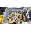 Image 2 : 2 BINS OF ASSORTED CHAINS & LOAD STRAPS