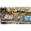 Image 2 : SHELF OF ASSORTED ITEMS INCLUDING; GREASE GUN, MALLET, JUMP STARTER & MORE