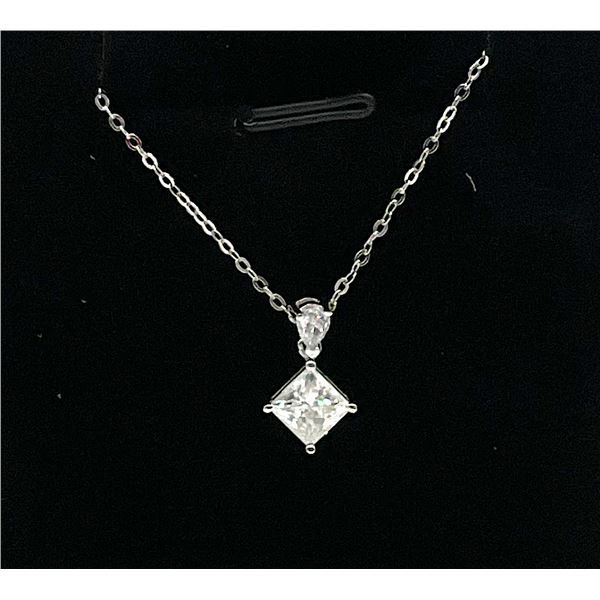 Sterling Silver 1.0ct Moissanite Diamond Princess Necklace