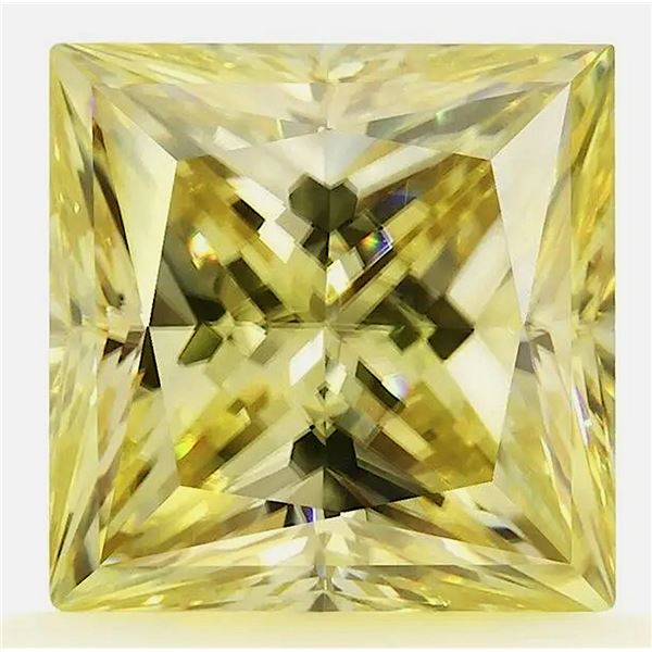 2.0ct Unmounted Princess Cut Lemon Yellow Moissanite Diamond