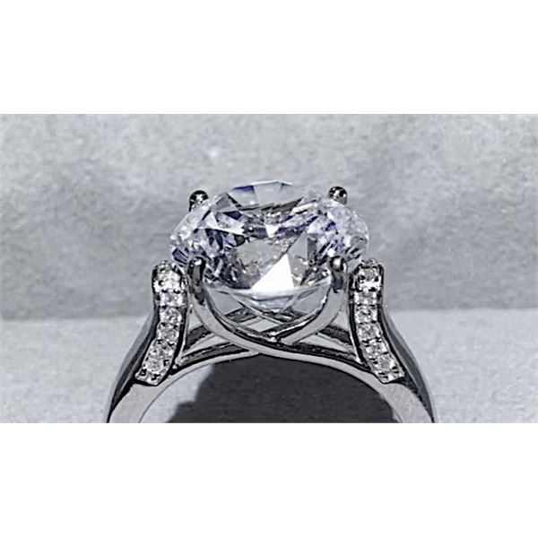 Sterling Silver 5.0ct Moissanite Diamond Ring