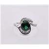 Image 2 : Sterling Silver 2.0ct Lab-Grown Emerald Swirl Ring