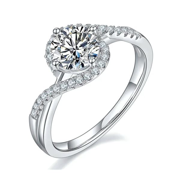 Sterling Silver 1.0ct Moissanite Diamond Halo Ring