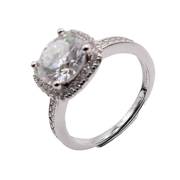 Sterling Silver 2.0ct Moissanite Diamond Halo Ring