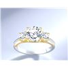 Image 3 : Sterling Silver 2.0ct Moissanite Diamond Trinity Ring with Gold Accents