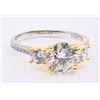 Image 6 : Sterling Silver 2.0ct Moissanite Diamond Trinity Ring with Gold Accents