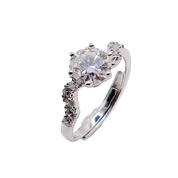 Sterling Silver 1.0ct Moissanite Diamond Swirl Chanel Ring