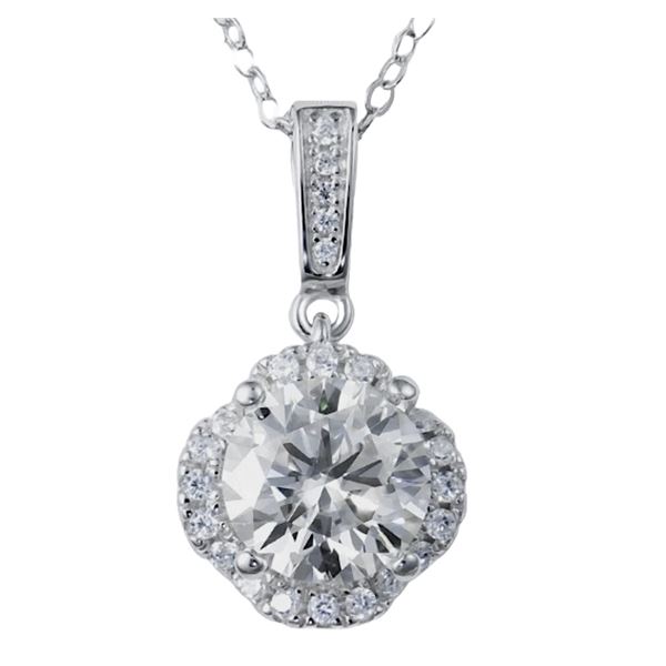 Sterling Silver 2.0ct Moissanite Diamond Wave Halo Necklace