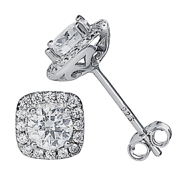 Sterling Silver 0.5ct Moissanite Diamond Halo Earrings