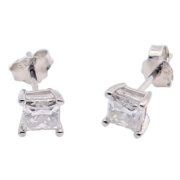 Sterling Silver 0.5ct Princess Cut Moissanite Diamond Stud Earrings