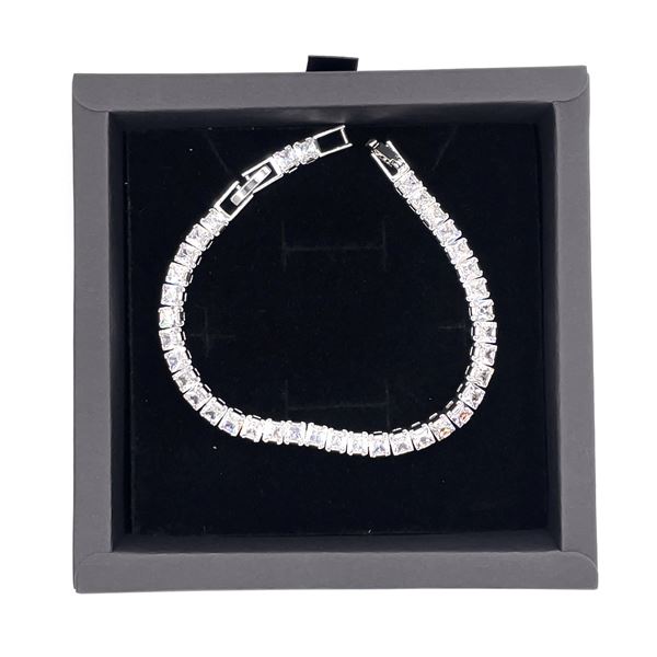 Platinum Plated 5.0mm Princess Cut Tennis Bracelet