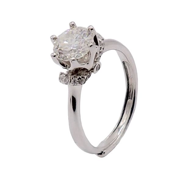 Sterling Silver 1.0ct Moissanite Diamond Ring