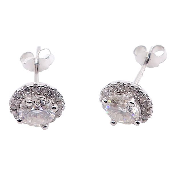 Sterling Silver 0.5ct Moissanite Diamond Halo Stud Earrings