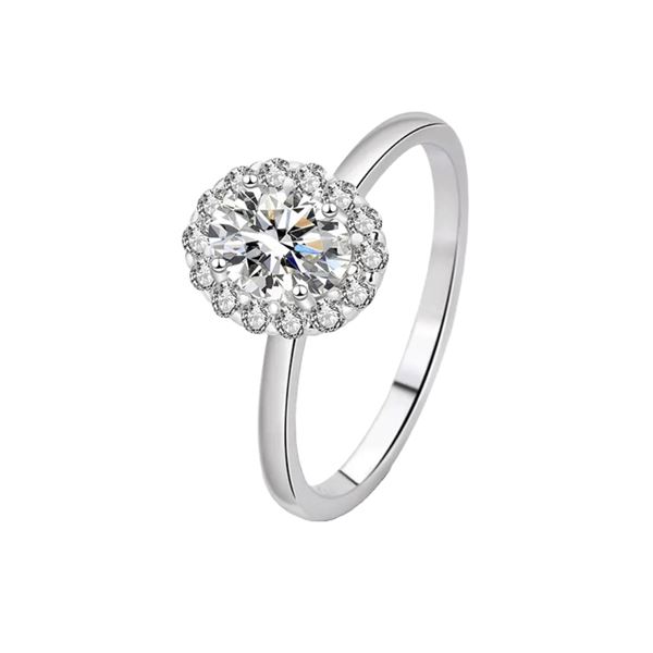 Sterling Silver 1.0ct Oval Moissanite Diamond Ring