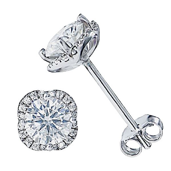 Sterling Silver 0.5ct Moissanite Diamond Wave Halo Stud Earrings