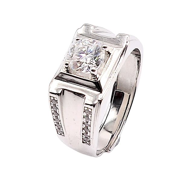 Sterling Silver 1.0ct Moissanite Diamond Mens Ring