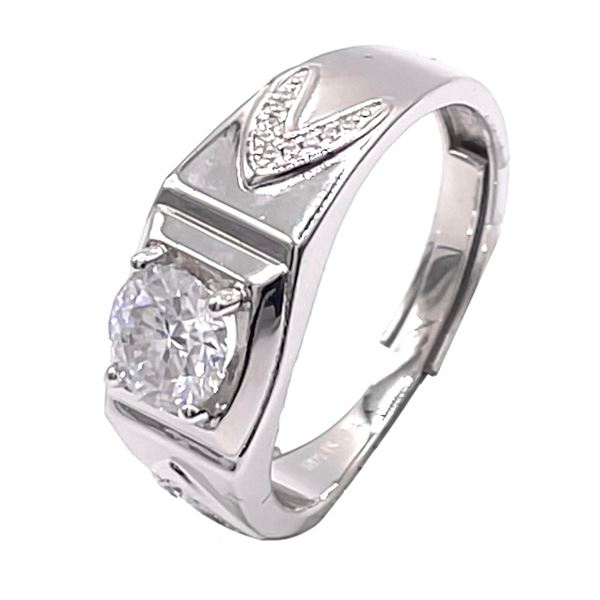 Sterling Silver 1.0ct Moissanite Diamond Mens Ring