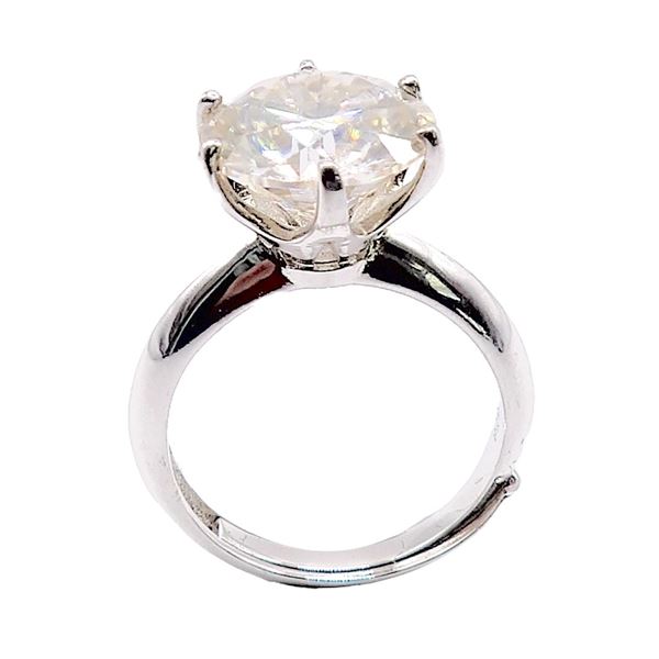 Sterling Silver 5.0ct Moissanite Diamond Solitaire Ring