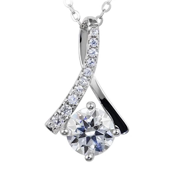 Sterling Silver 1.0ct Moissanite Diamond Herringbone Necklace