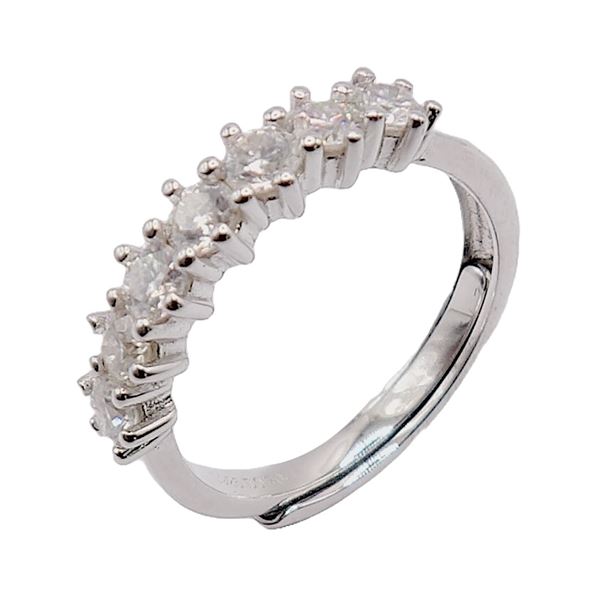 Sterling Silver 0.7ct (3.0mm) Moissanite Diamond 7 Stone Anniversary Band