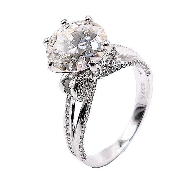 Sterling Silver 3.0ct Moissanite Diamond Chanel Bow Ring