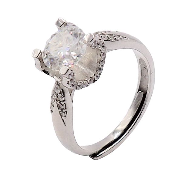 Sterling Silver 1.0ct Moissanite Diamond Lucky Horseshoe Ring