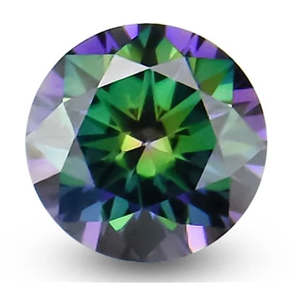 2.0ct Unmounted Rainbow Green Moissanite Diamond