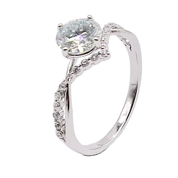 Sterling Silver 1.0ct Moissanite Diamond Twist Chanel Ring