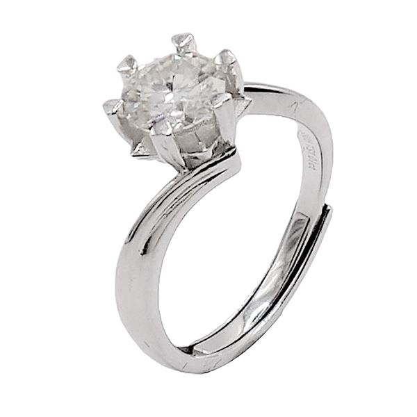 Sterling Silver 1.0ct Moissanite Diamond Heart Prong Ring