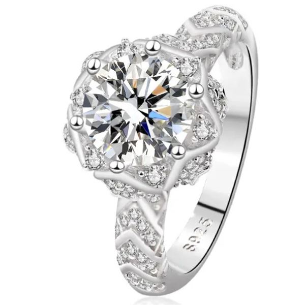 Sterling Silver 2.0ct Luxury Moissanite Diamond Ring