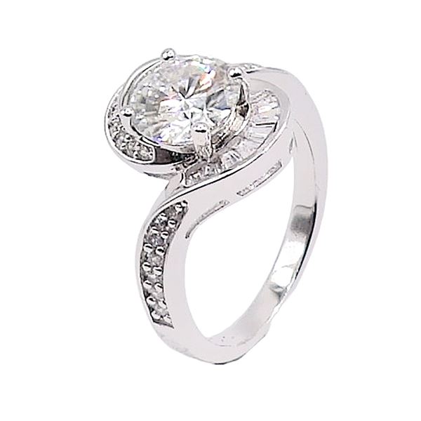 Sterling Silver 2.0ct Moissanite Diamond Swirl Ring