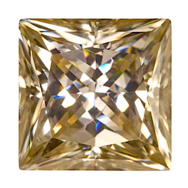 3.0ct Unmounted Champagne Princess Cut Moissanite Diamond