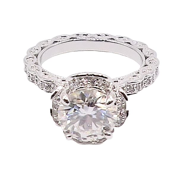 Sterling Silver 3.0ct Moissanite Diamond Halo Ring