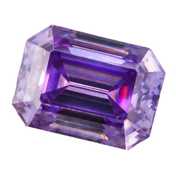 2.0ct Unmounted Light Purple Emerald Cut Moissanite Diamond