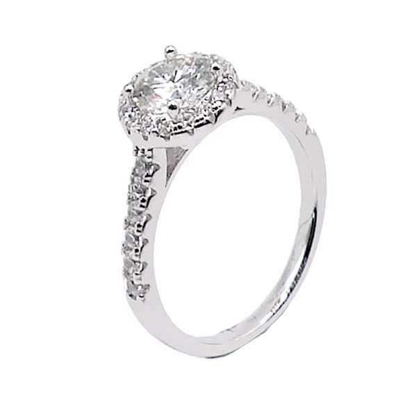 Sterling Silver 1.0ct Moissanite Diamond Halo Chanel Ring