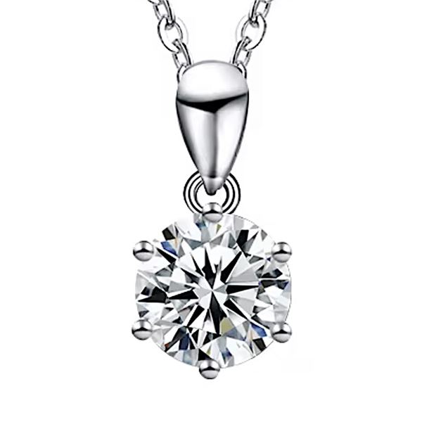 Sterling Silver 3.0ct Moissanite Diamond Solitaire Necklace
