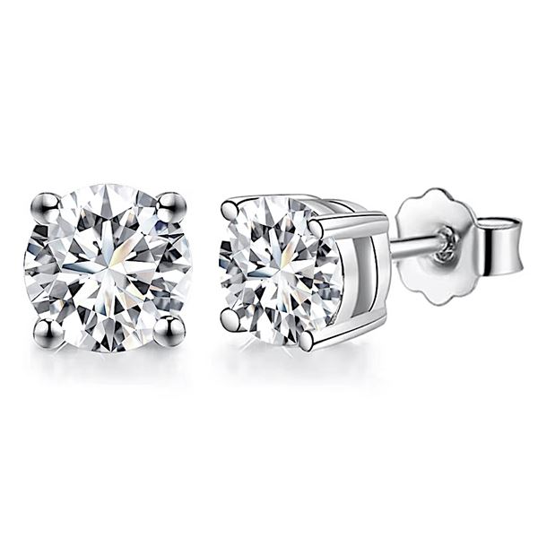 Sterling Silver 2.0ct Moissanite Diamond Stud Earrings