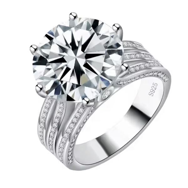 Sterling Silver 5.0ct Moissanite Diamond Tri-Band Ring