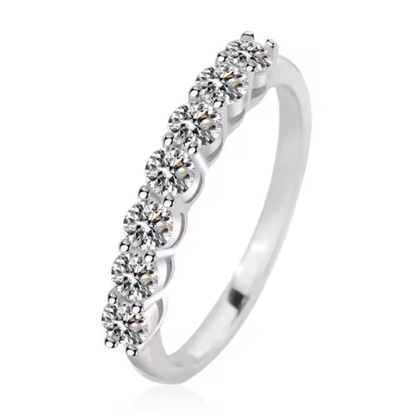 Sterling Silver 0.7ct Moissanite Diamond 7 Stone Anniversary Ring