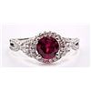 Image 1 : Sterling Silver 1.0ct Lab-Grown Red Ruby Halo Ring