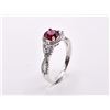Image 2 : Sterling Silver 1.0ct Lab-Grown Red Ruby Halo Ring
