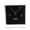 Image 2 : Sterling Silver 3 Piece Emerald Solitaire Jewelry Set