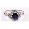 Image 1 : Sterling Silver 1.0ct Lab-Grown Blue Sapphire Halo Ring