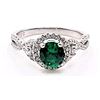 Image 1 : Sterling Silver 1.0ct Lab-Grown Emerald Halo Ring
