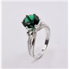 Image 1 : Sterling Silver 3.0ct Lab-Grown Emerald Bow Ring