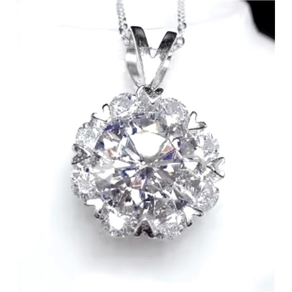 Sterling Silver 5.0ct Moissanite Diamond Halo Necklace