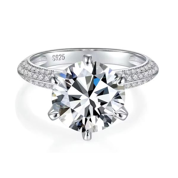 Sterling Silver 5.0ct Moissanite Diamond Chanel Ring