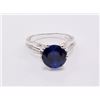 Image 2 : Sterling Silver 3.0ct Lab-Grown Blue Sapphire Bow Ring