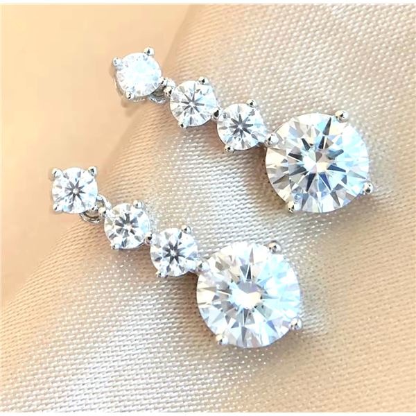 Sterling Silver (2.6tcw) 1.0ct Moissanite Diamond Tassel Earrings