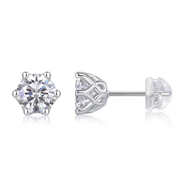 Sterling Silver 1.0ct Moissanite Diamond Stud Earrings
